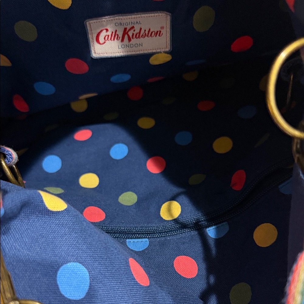 Cath Kidston Navy Floral/polka dot Canvas Shoulder Bag- Reversible - Picture 3 of 7